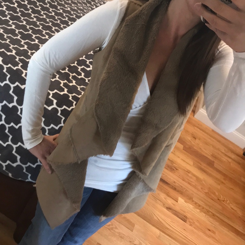 Faux Fur Suede Tan Vest Size S
